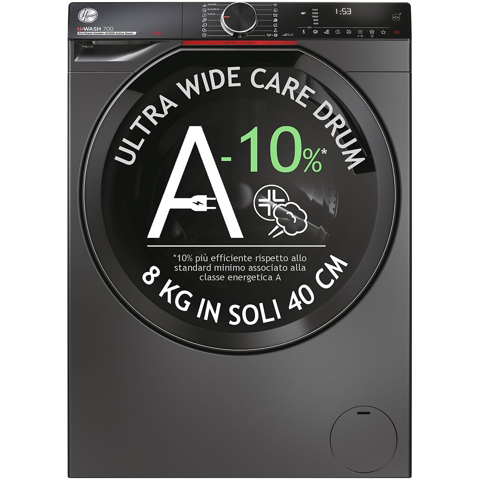 HOOVER H7W4 48MBCR6-S LAVATRICE SLIM, Caricamento frontale, 8 kg, 48 cm, Classe A