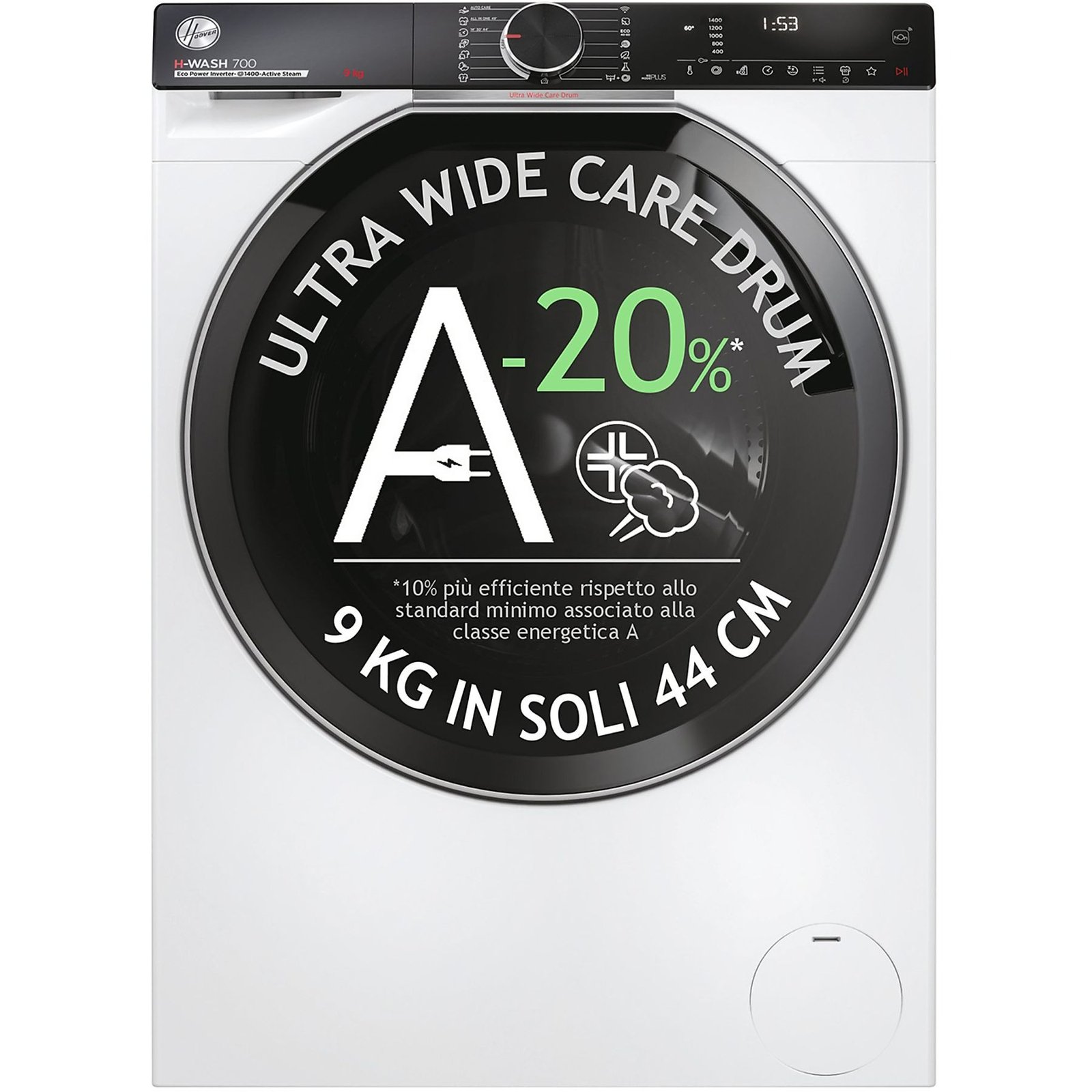 HOOVER H7W4 49MBC8-S LAVATRICE SLIM, Caricamento frontale, 9 kg, 44,7 cm, Classe A