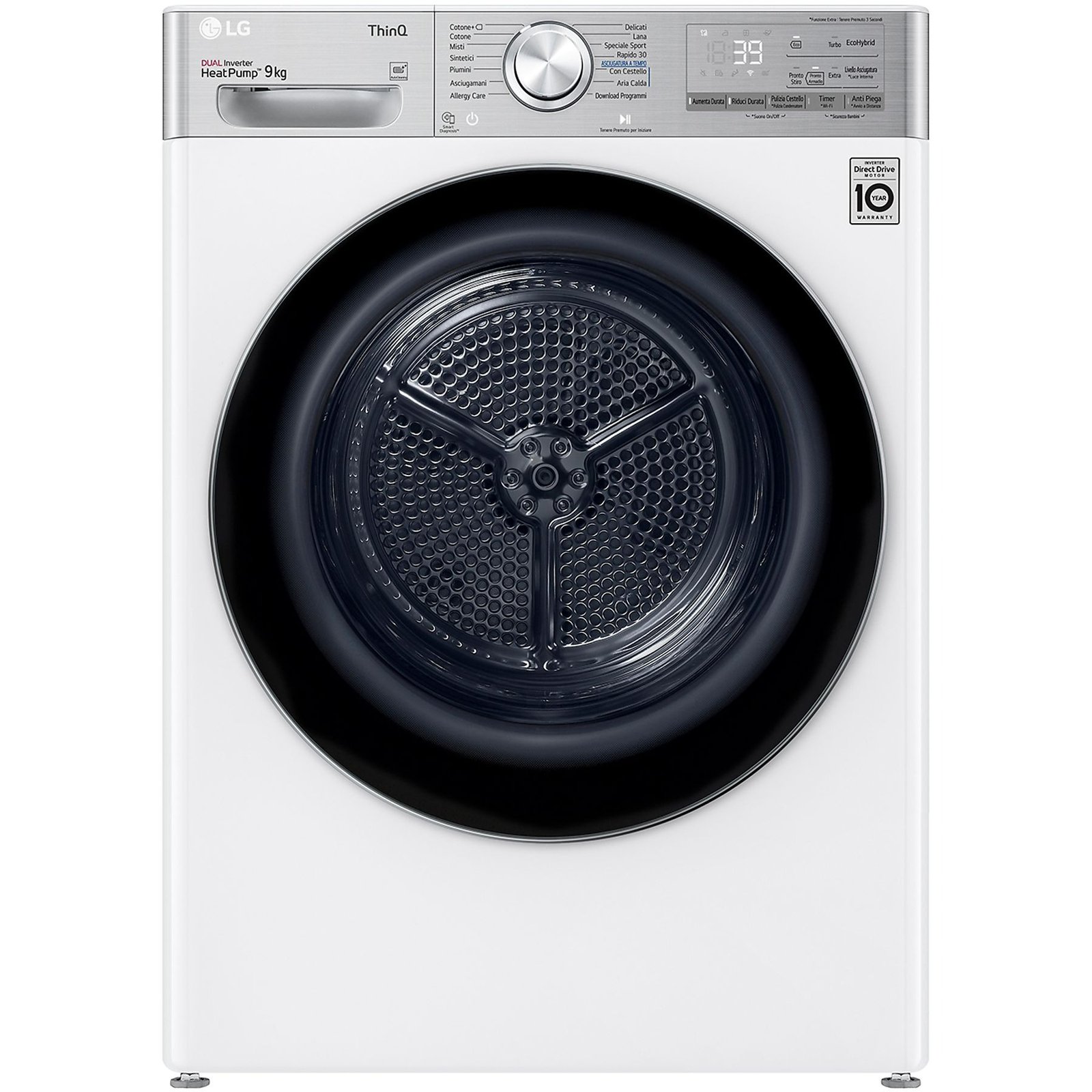 LG RH90V9AV2QR asciugatrice, 9 kg, 69 cm, Classe A+++