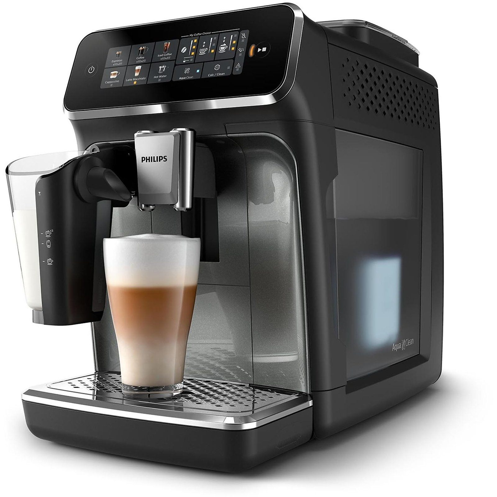 PHILIPS Series 3300 LatteGo EP3349/70 MACCHINA CAFFÉ AUTOMATICA, Nero, Argento