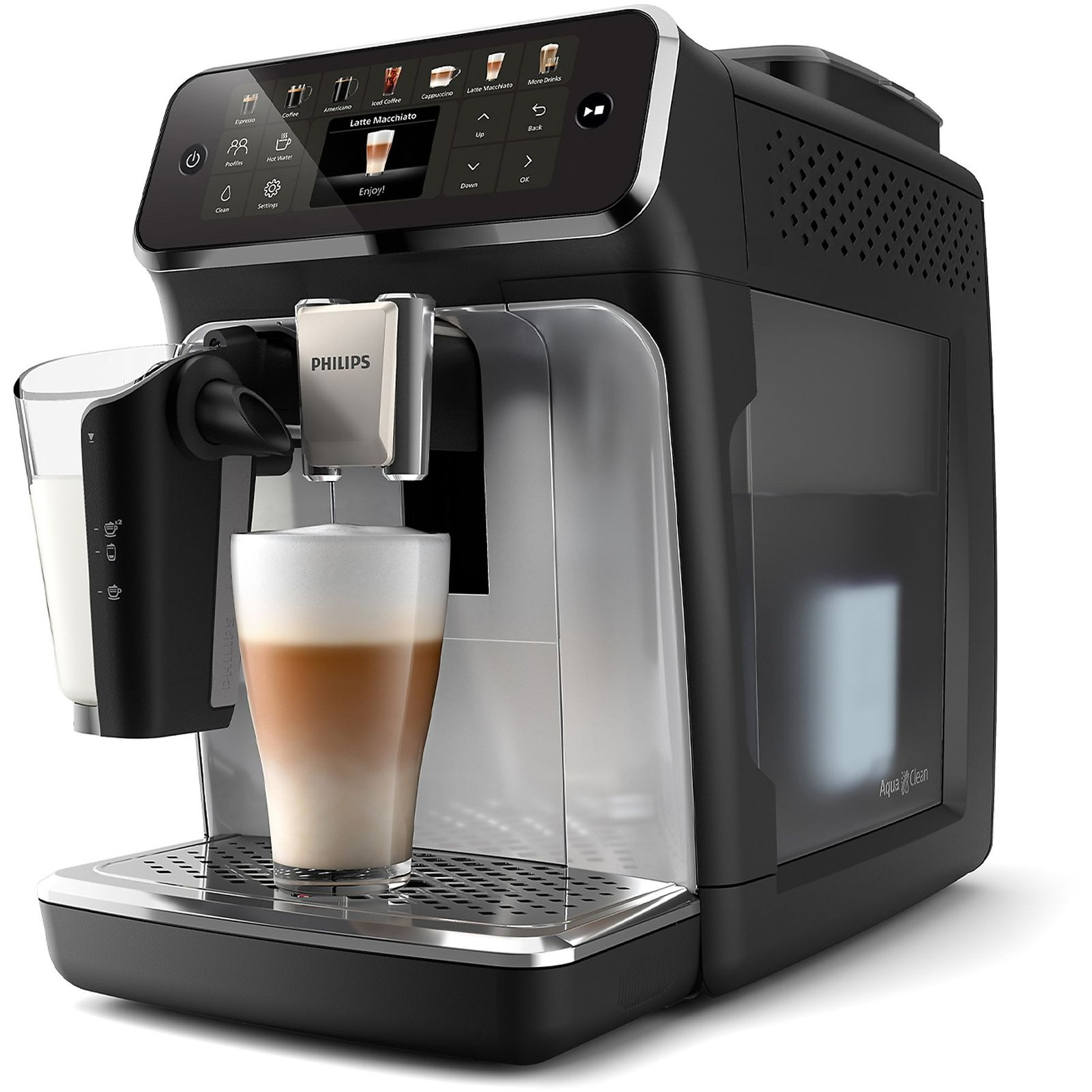 PHILIPS Series 4400 LatteGo EP4446-70 MACCHINA CAFFÉ AUTOMATICA, Nero, Argento