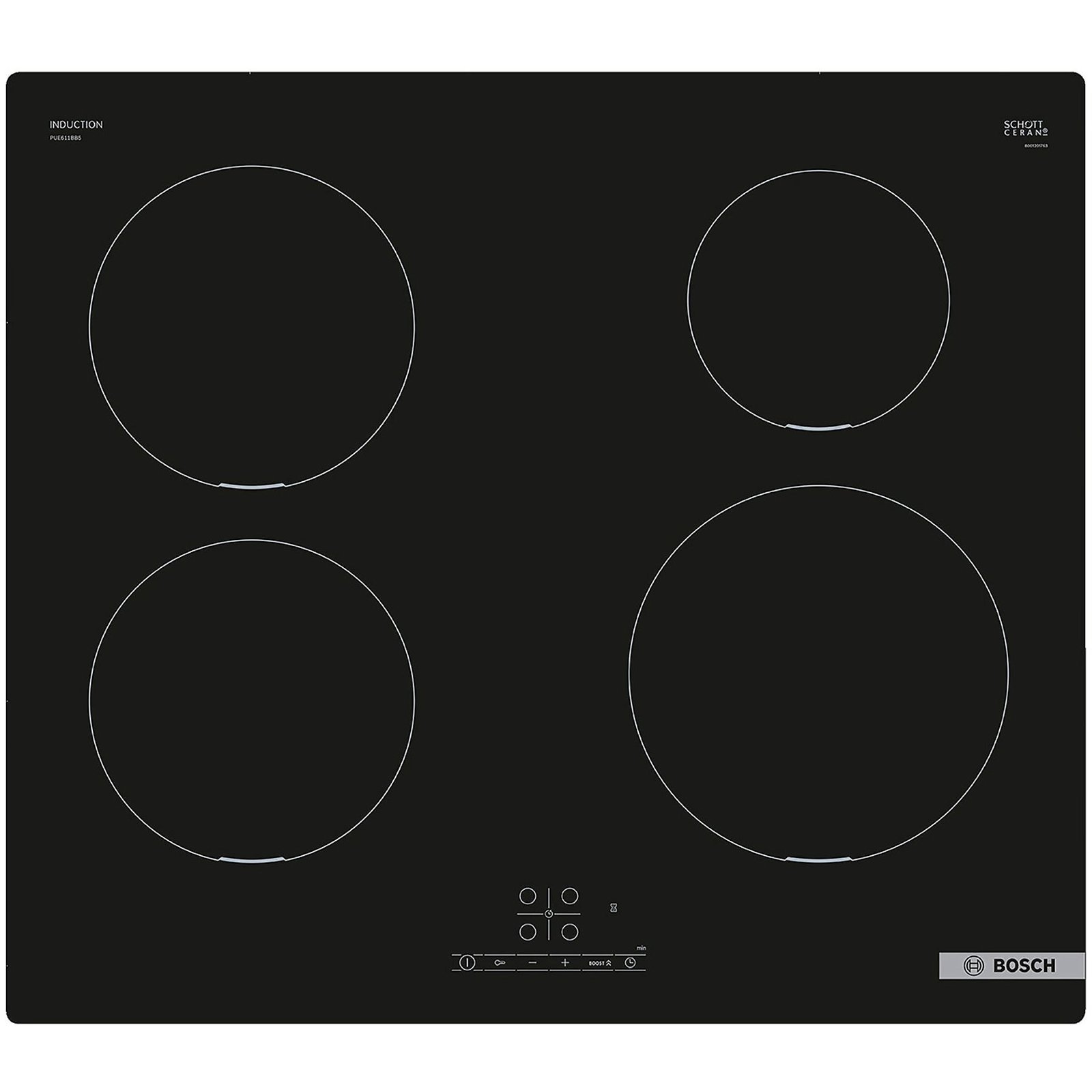 PIANO COTTURA A INDUZIONE BOSCH PUE611BB5J, 4 zone cottura, 59,2 cm x 52,2 cm