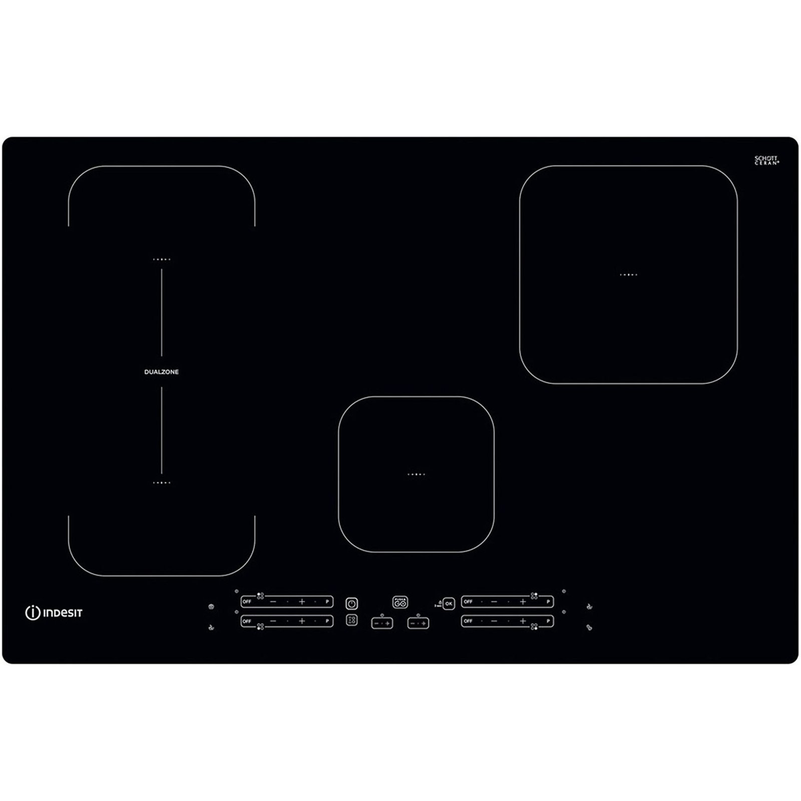 PIANO COTTURA A INDUZIONE INDESIT IB 21B77 NE, 4 zone cottura, 77 cm x 51 cm