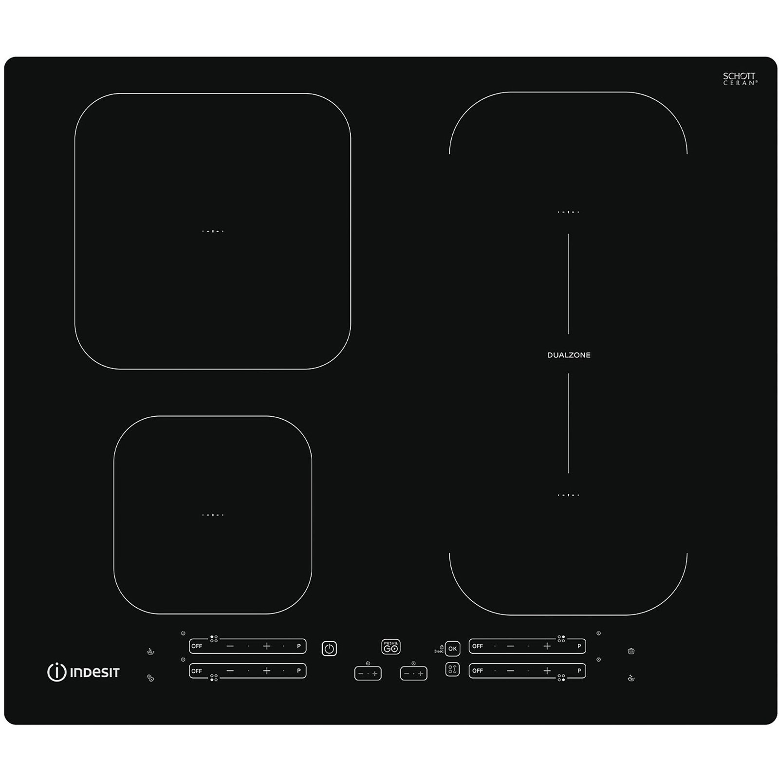 PIANO COTTURA A INDUZIONE INDESIT IB 65B60 NE, 4 zone cottura, 59 cm x 51 cm