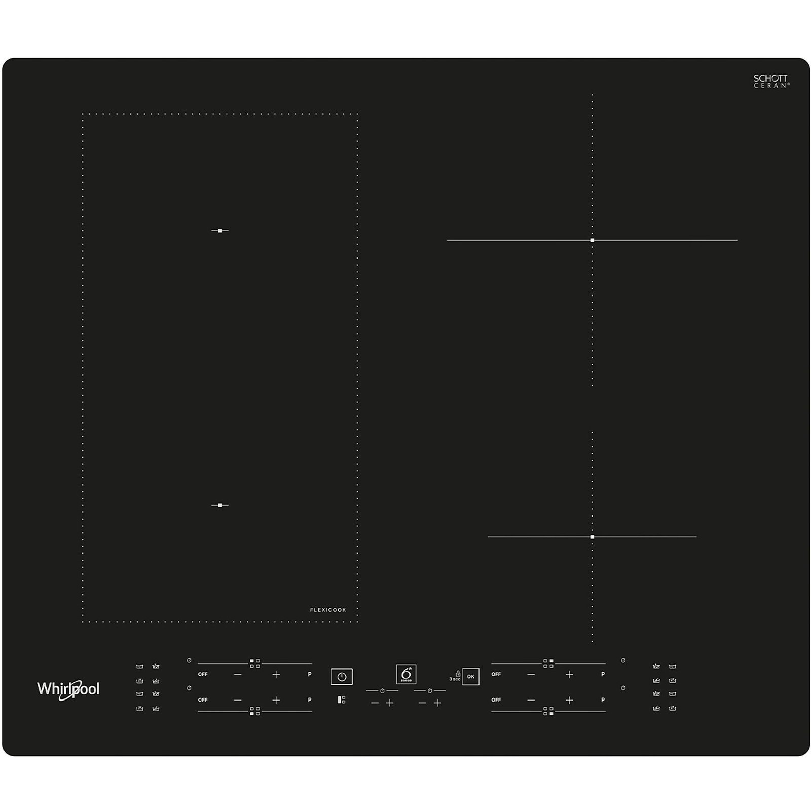 PIANO COTTURA A INDUZIONE WHIRLPOOL WL B8160 NE, 4 zone cottura, 59 cm x 51 cm