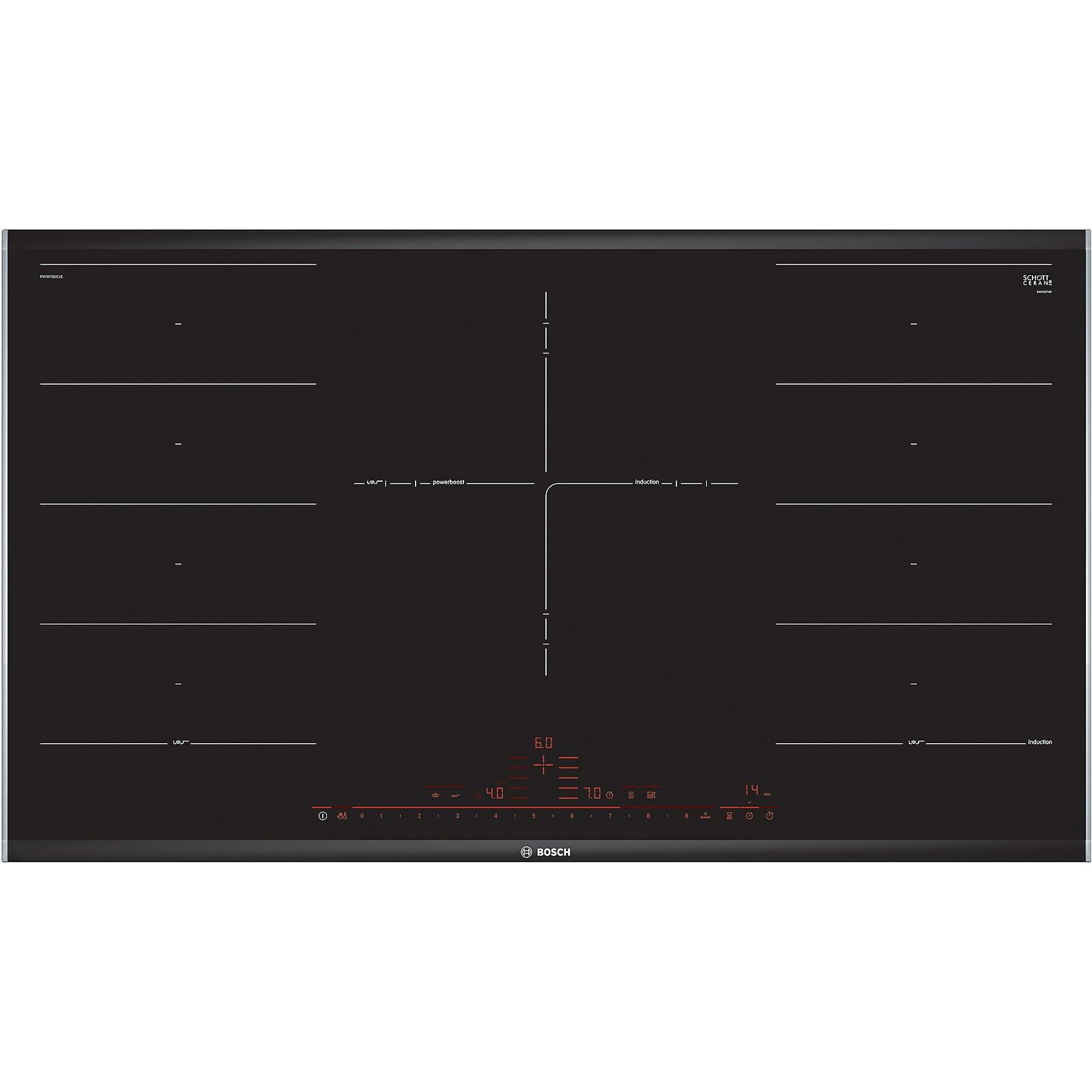 PIANO COTTURA BOSCH PXV975DC1E, 5 zone cottura, 91,6 cm x 52,7 cm