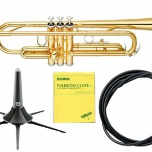 Yamaha YTR 2330 S Bb Trompete + Yamaha Flexible Cleaner S Auswischer + Yamaha MMPOLCLOTHL Putztuch + Konig & Meyer 15213 Ständer für Blasinstrument